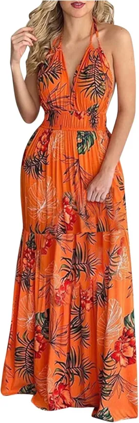 Womens Sleeveless Spaghetti Strap Homecoming Dresses - Deep V Neck Maxi Long Dresses