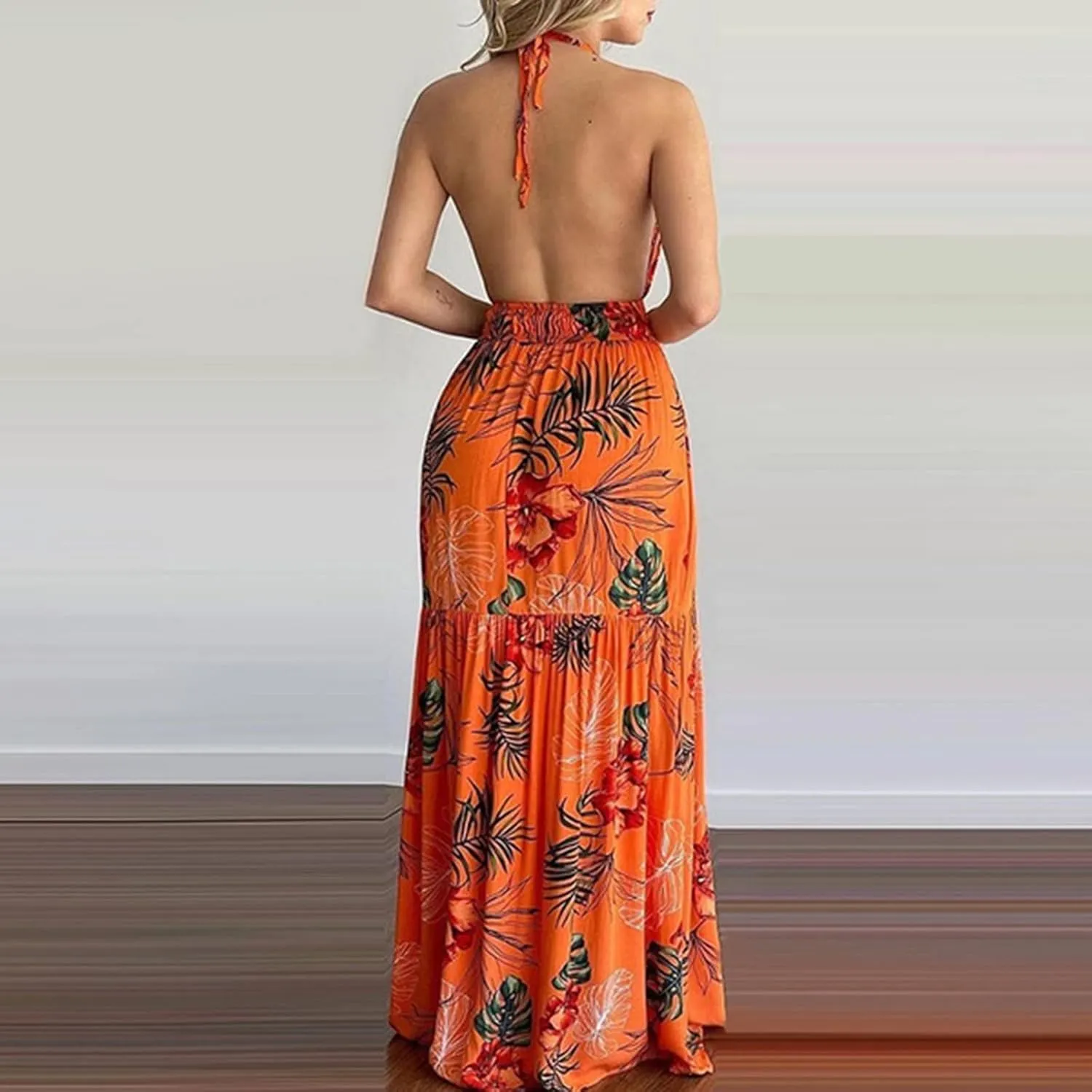 Womens Sleeveless Spaghetti Strap Homecoming Dresses - Deep V Neck Maxi Long Dresses
