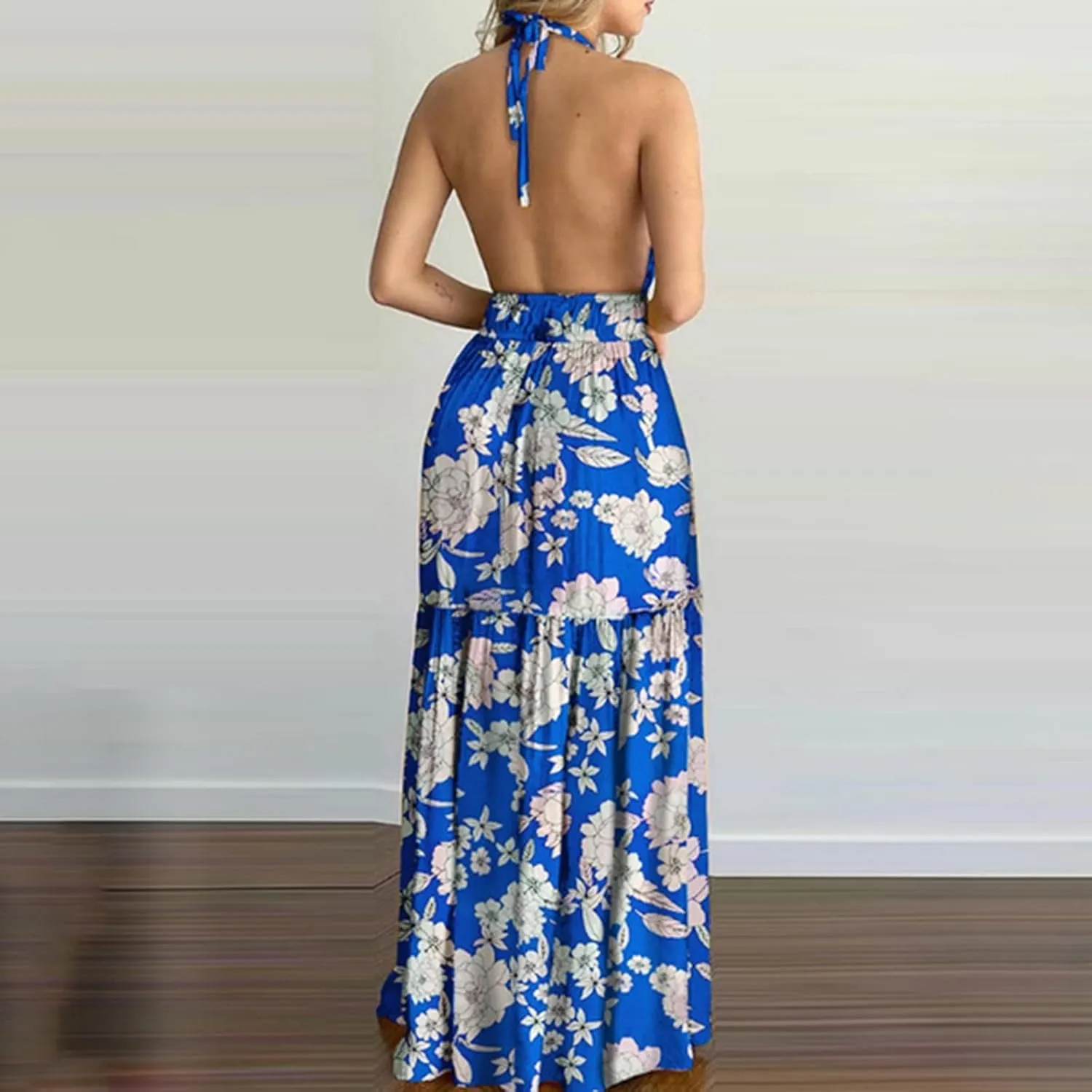 Womens Sleeveless Spaghetti Strap Homecoming Dresses - Deep V Neck Maxi Long Dresses
