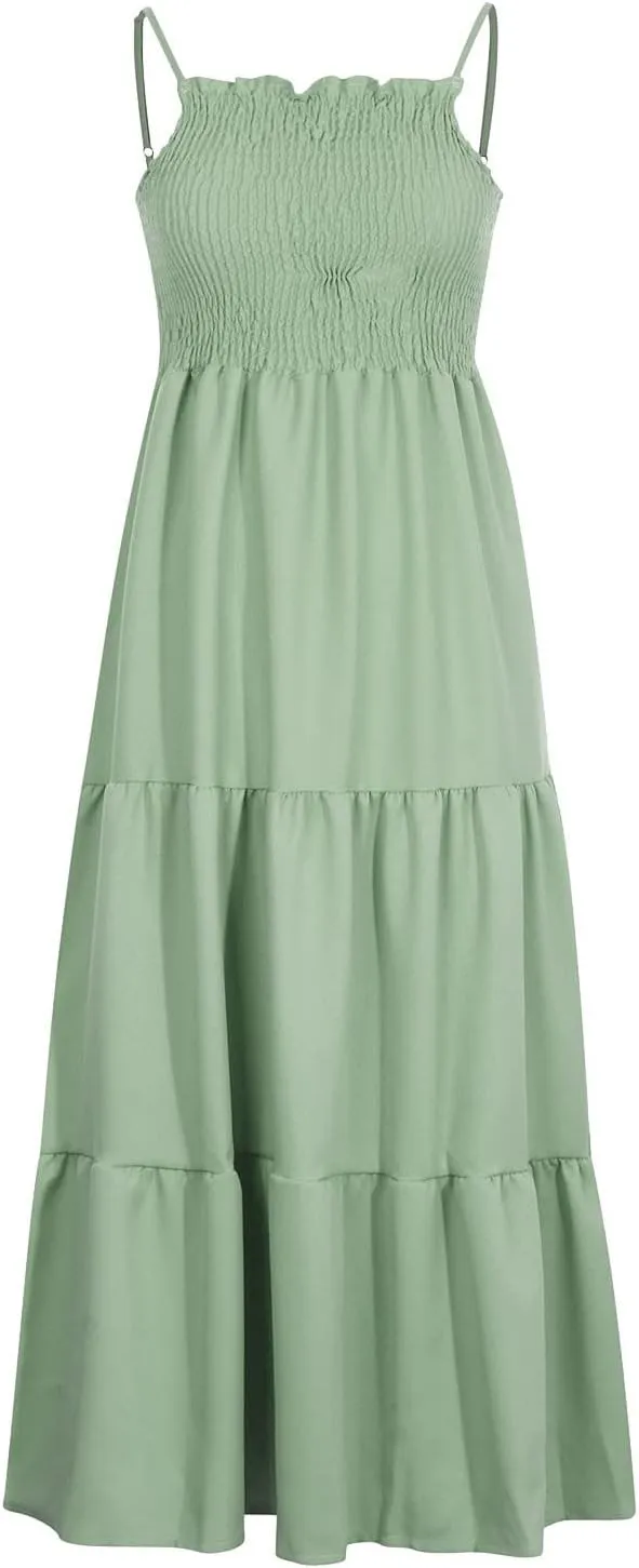 Womens Sleeveless Strapless Slip Dresses Dresses Sun Dresses for Women Beach Hawaiian Pleated Maxi Long Dresses
