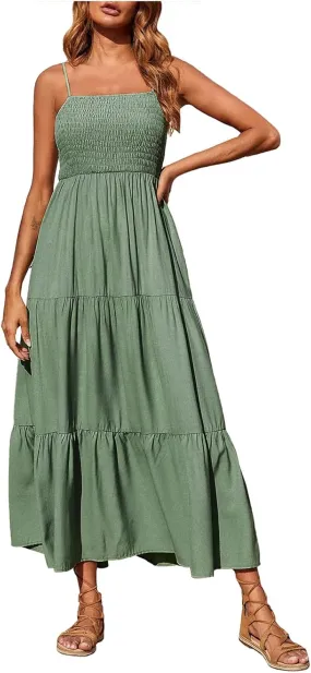 Womens Sleeveless Strapless Slip Dresses Dresses Sun Dresses for Women Beach Hawaiian Pleated Maxi Long Dresses
