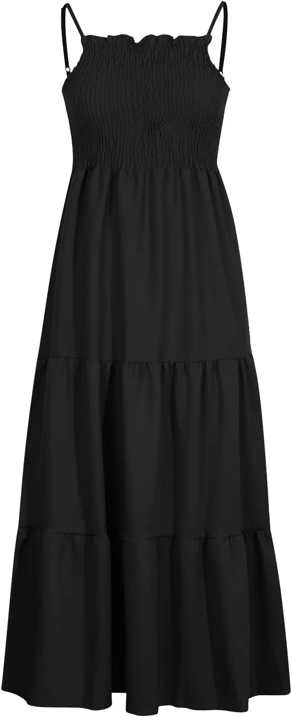 Womens Sleeveless Strapless Slip Dresses Dresses Sun Dresses for Women Beach Hawaiian Pleated Maxi Long Dresses