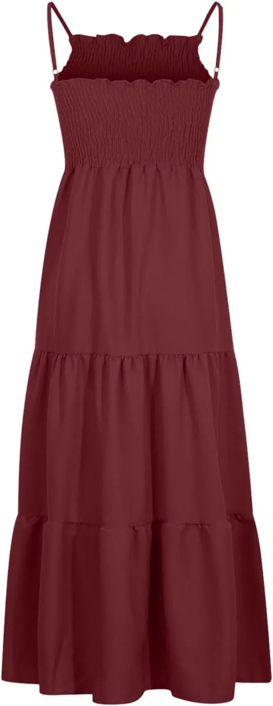 Womens Sleeveless Strapless Slip Dresses Dresses Sun Dresses for Women Beach Hawaiian Pleated Maxi Long Dresses