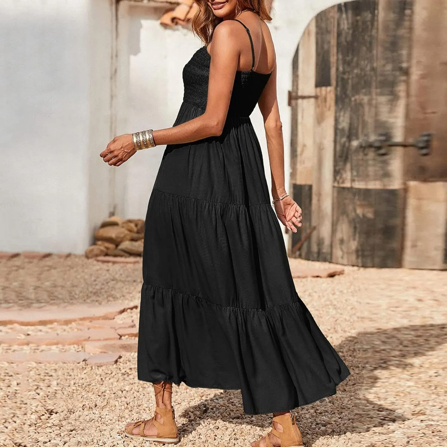 Womens Sleeveless Strapless Slip Dresses Dresses Sun Dresses for Women Beach Hawaiian Pleated Maxi Long Dresses