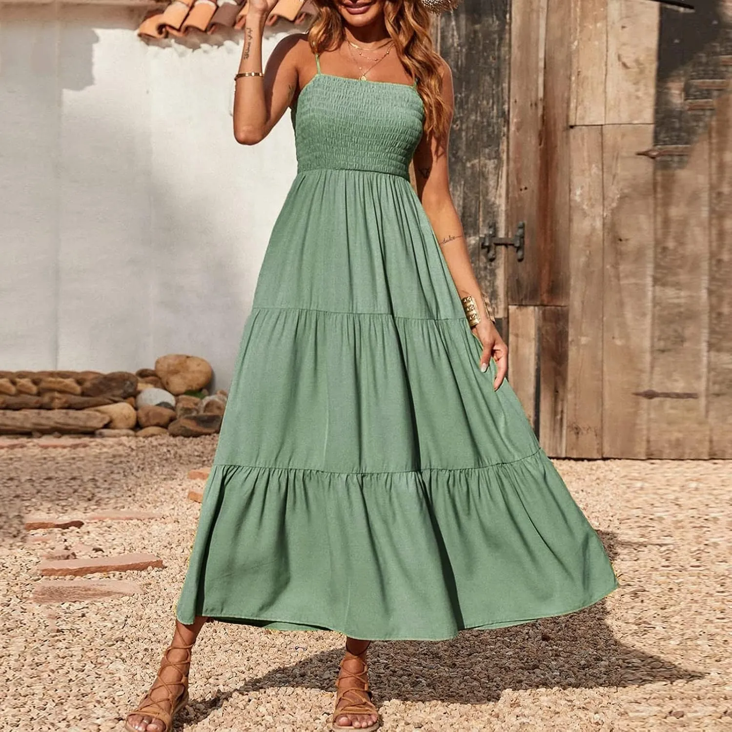 Womens Sleeveless Strapless Slip Dresses Dresses Sun Dresses for Women Beach Hawaiian Pleated Maxi Long Dresses