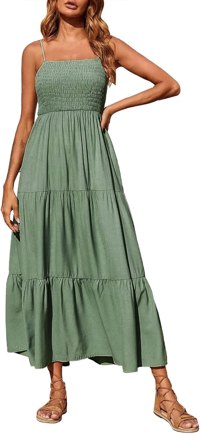 Womens Sleeveless Strapless Slip Dresses Dresses Sun Dresses for Women Beach Hawaiian Pleated Maxi Long Dresses