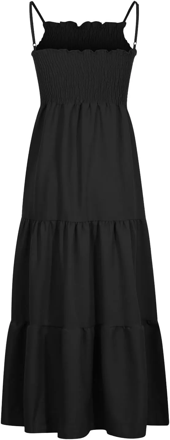 Womens Sleeveless Strapless Slip Dresses Dresses Sun Dresses for Women Beach Hawaiian Pleated Maxi Long Dresses