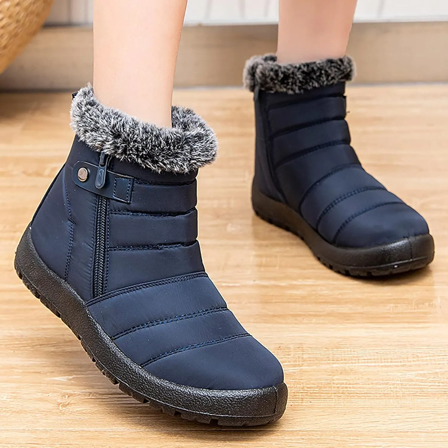 Womens Snow Boots Waterproof Wide Womens Waterproof Snow Boots with Zipper Woman Winter Boots Knee High Womens Waterproof Boots Hiking Winter Boot Womens