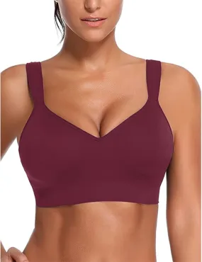 Womens Sports Bras Adjustable Elastic Strap Wide Shoulder Straps High Impact Activities Yoga Seamless Bra Sports Bras