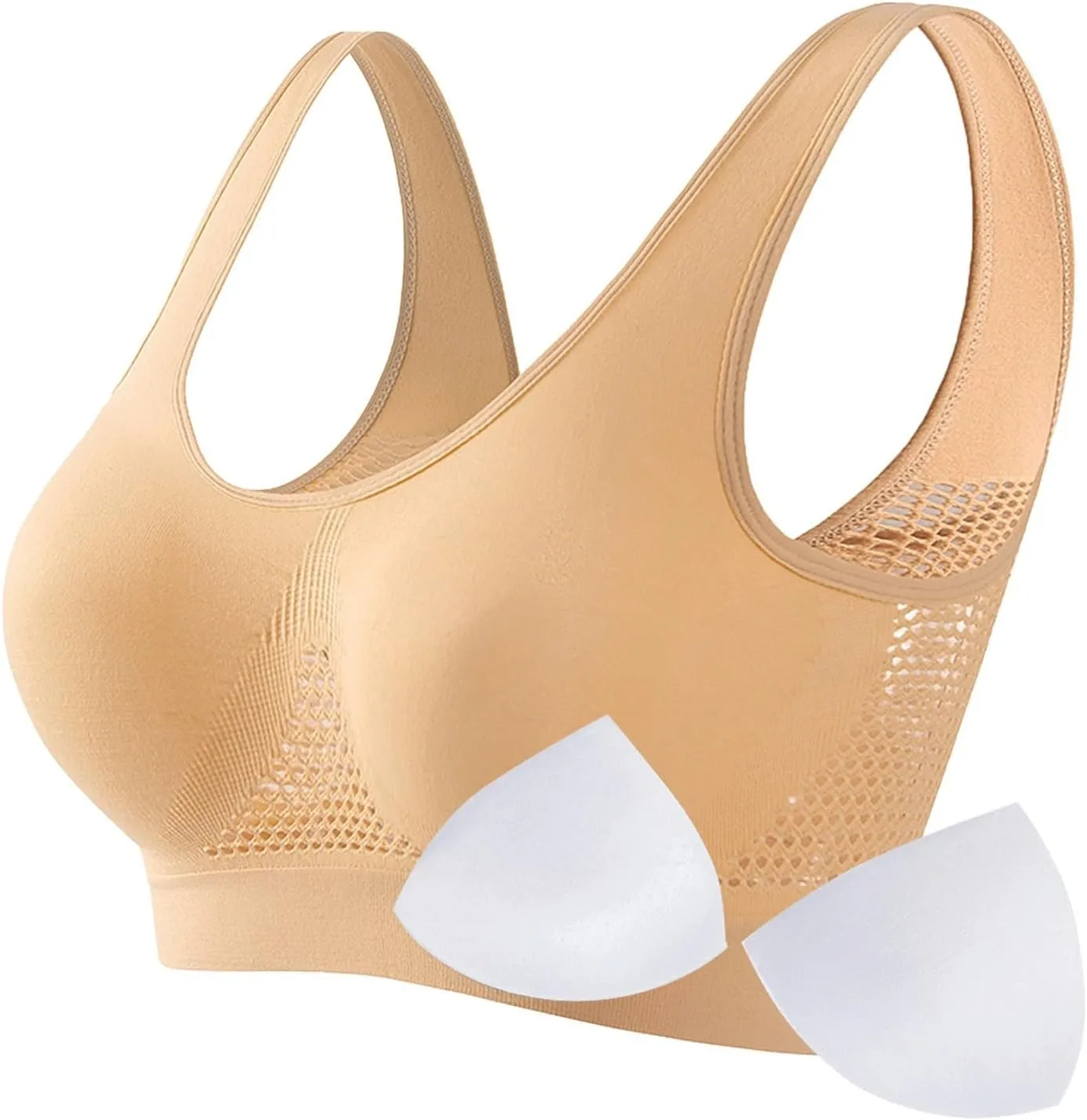 Womens Sports Bras, Yoga Comfort Seamless Stretchy Sports Bra for Women Seamless Comfortable Sports Bra with Removable Pads