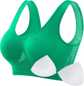 Womens Sports Bras, Yoga Comfort Seamless Stretchy Sports Bra for Women Seamless Comfortable Sports Bra with Removable Pads