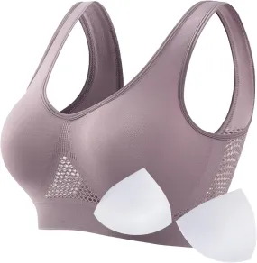 Womens Sports Bras, Yoga Comfort Seamless Stretchy Sports Bra for Women Seamless Comfortable Sports Bra with Removable Pads