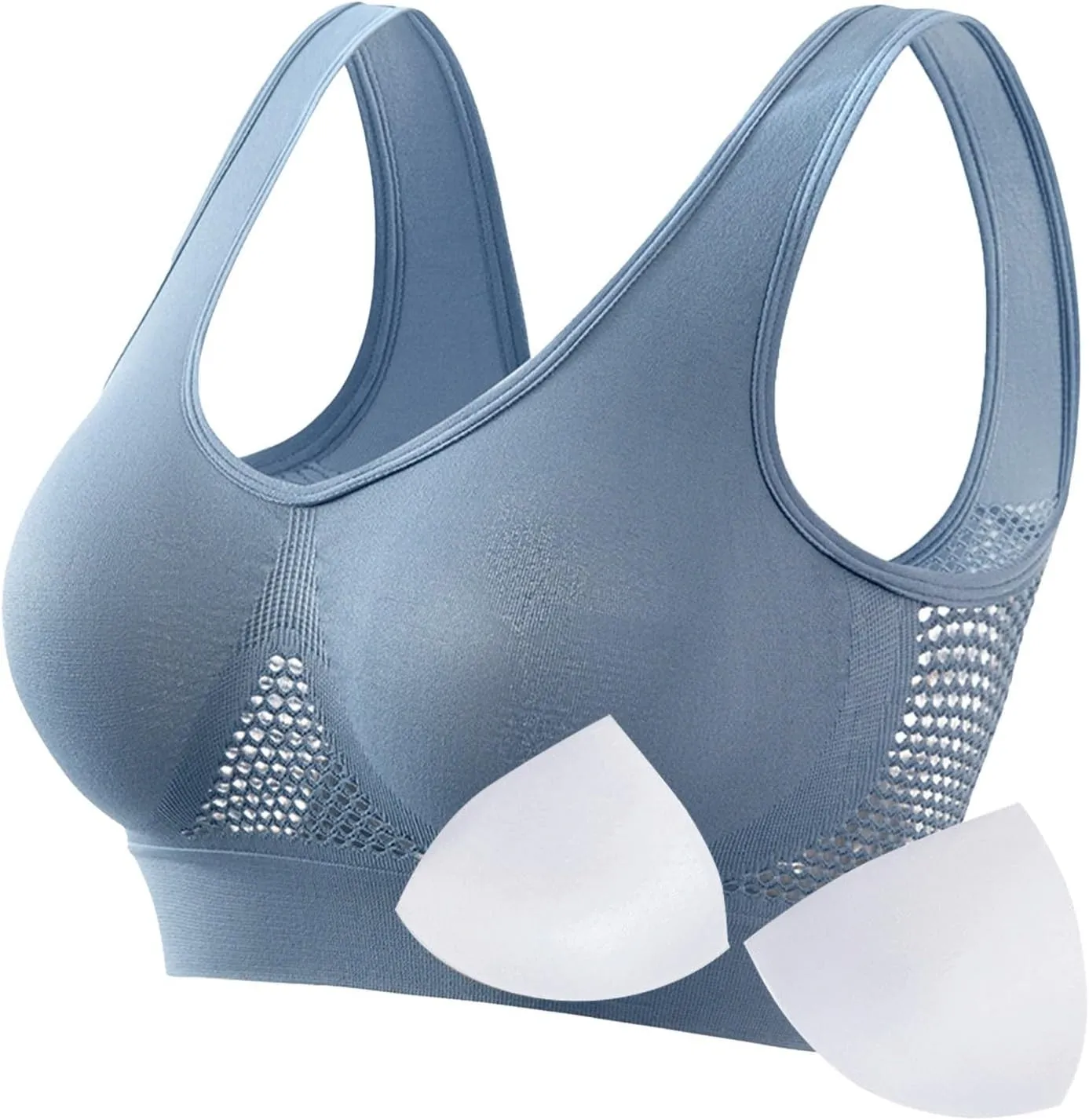 Womens Sports Bras, Yoga Comfort Seamless Stretchy Sports Bra for Women Seamless Comfortable Sports Bra with Removable Pads