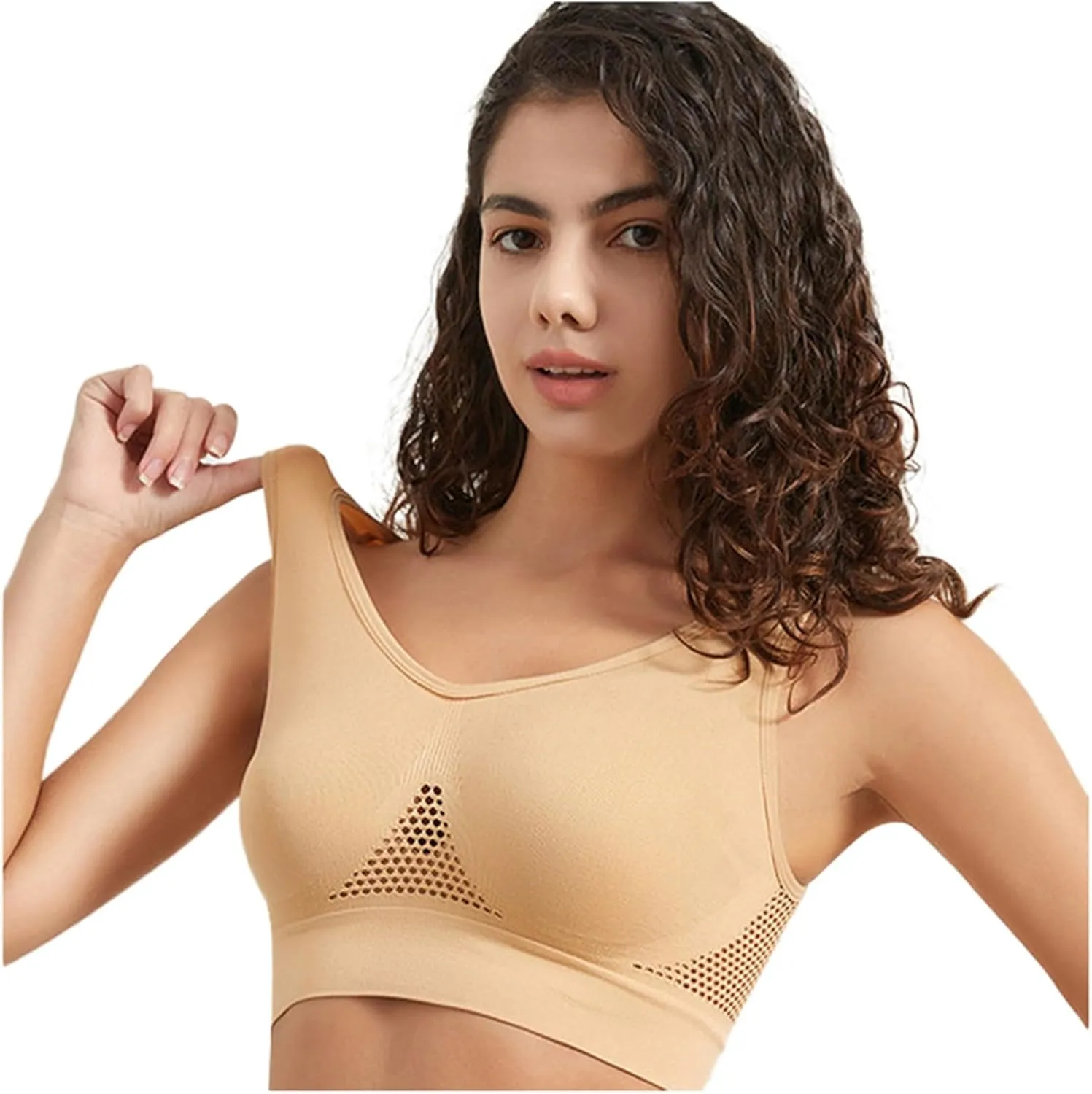 Womens Sports Bras, Yoga Comfort Seamless Stretchy Sports Bra for Women Seamless Comfortable Sports Bra with Removable Pads