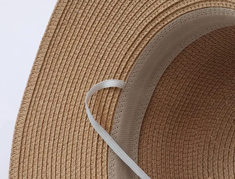 Womens Summer Straw Hats Beach Foldable Travel Hat Wide Brim Casual Sun Hats