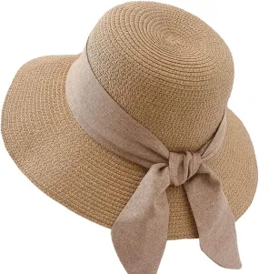 Womens Summer Straw Hats Beach Foldable Travel Hat Wide Brim Casual Sun Hats