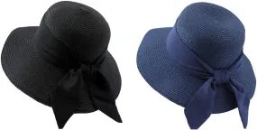 Womens Summer Straw Hats Beach Foldable Travel Hat Wide Brim Casual Sun Hats