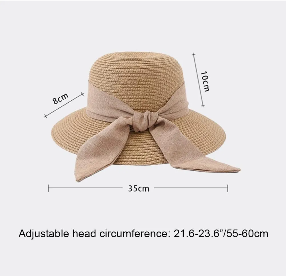 Womens Summer Straw Hats Beach Foldable Travel Hat Wide Brim Casual Sun Hats