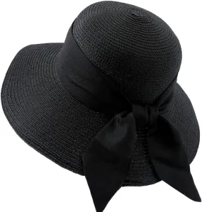 Womens Summer Straw Hats Beach Foldable Travel Hat Wide Brim Casual Sun Hats