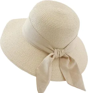 Womens Summer Straw Hats Beach Foldable Travel Hat Wide Brim Casual Sun Hats