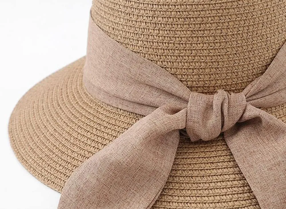 Womens Summer Straw Hats Beach Foldable Travel Hat Wide Brim Casual Sun Hats