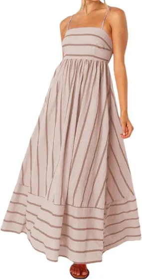 Womens Summer Striped Back Smocked Maxi Sundresses Sleeveless Suspender Swing Casual Bohemian Dress