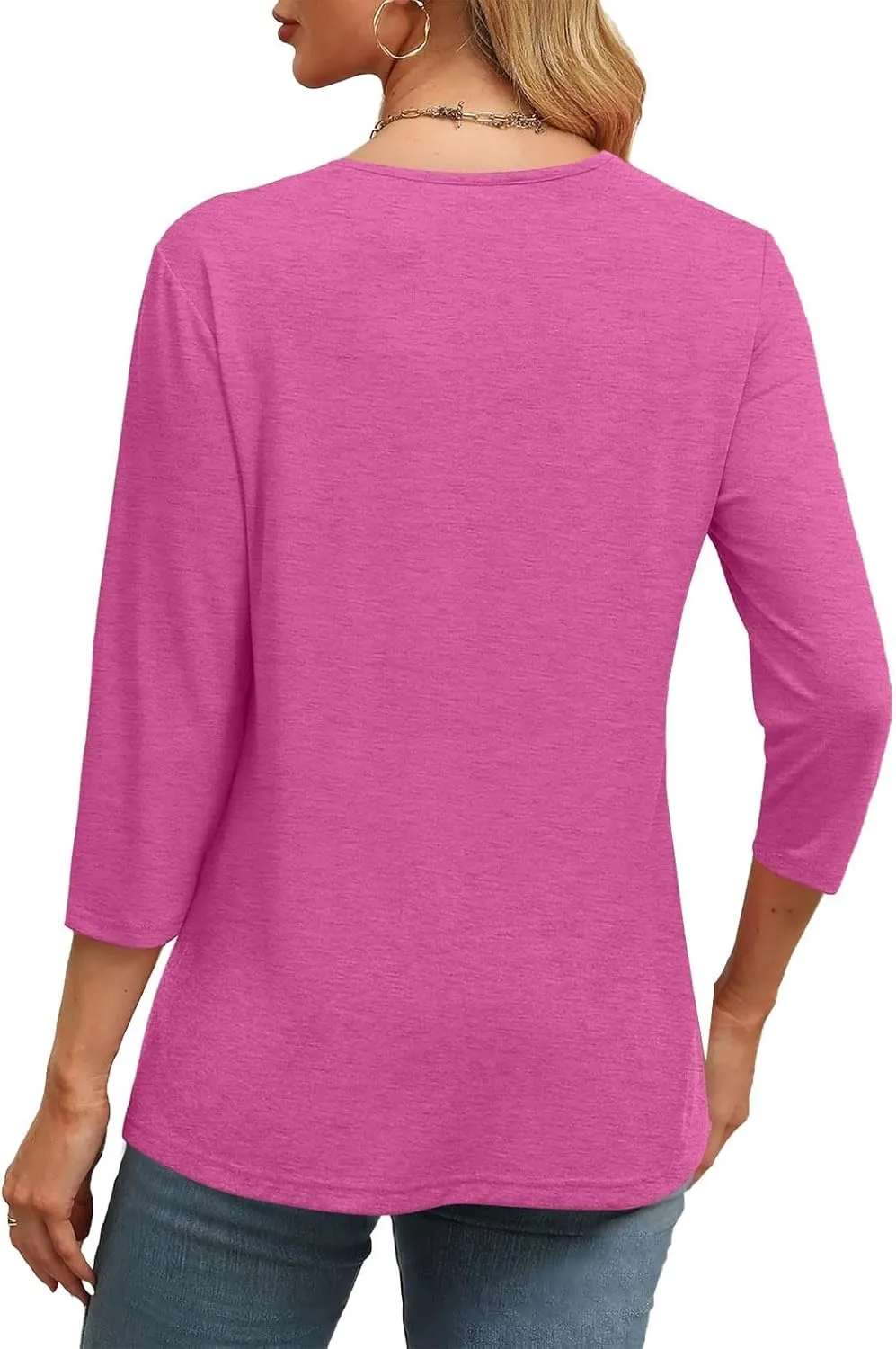 Womens Tops Dressy Casual 3/4 Sleeve Shirts V Neck Trendy Tshirts Comfy Work Blouses Loose Fit Tunics Basic Tees