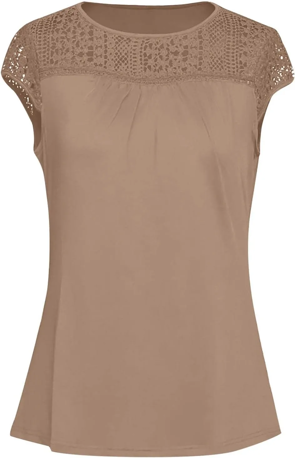 Womens Tops Womens Cap Sleeve Summer Tops Trendy Tank Tops Lace V Neck Loose Fit Shirts
