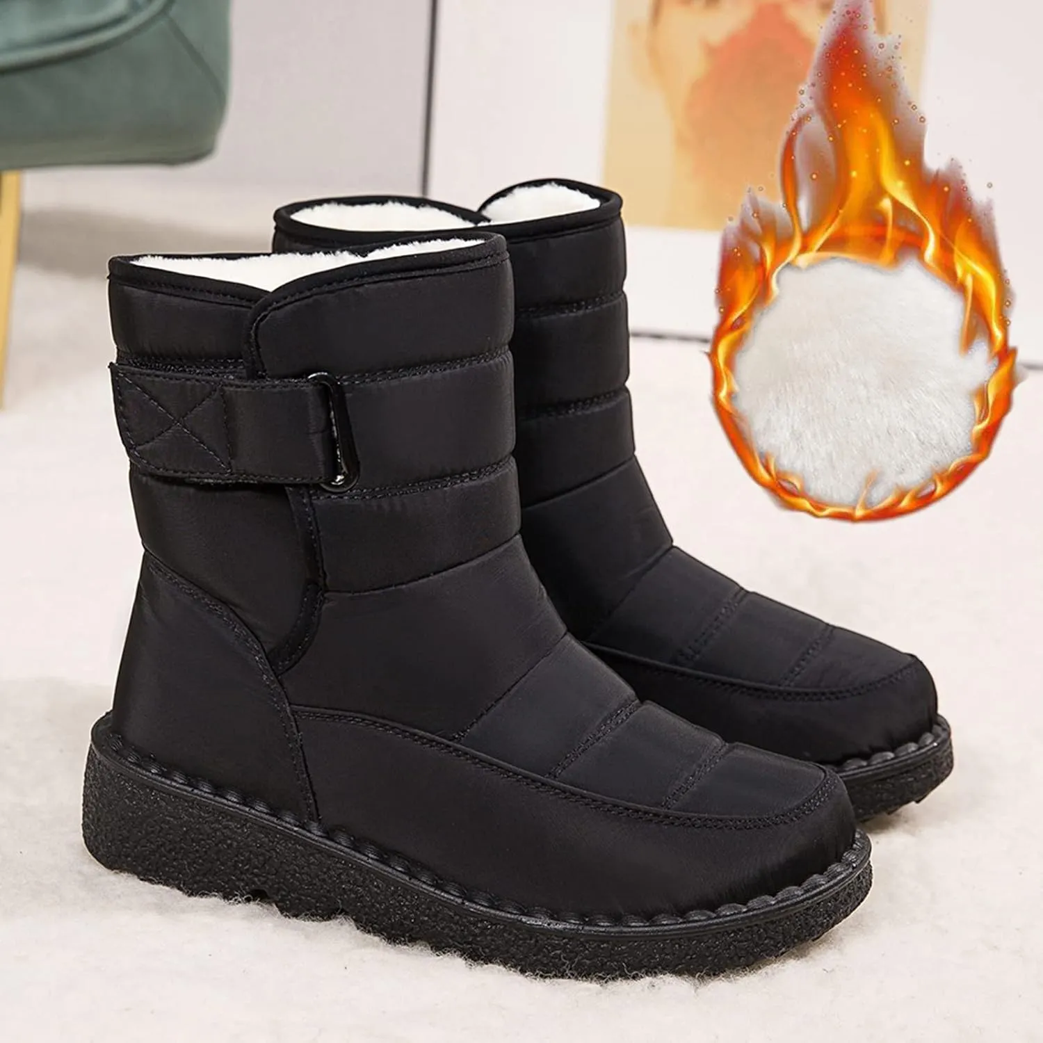 Womens Waterproof Winter Boots 10w Wide Calf Women's Winter Boots Waterproof Sexy Womens Wide Calf Pull on Snow Boots Womens Waterproof Boots Size 11 Womens Warm Winter Boots Wide Width