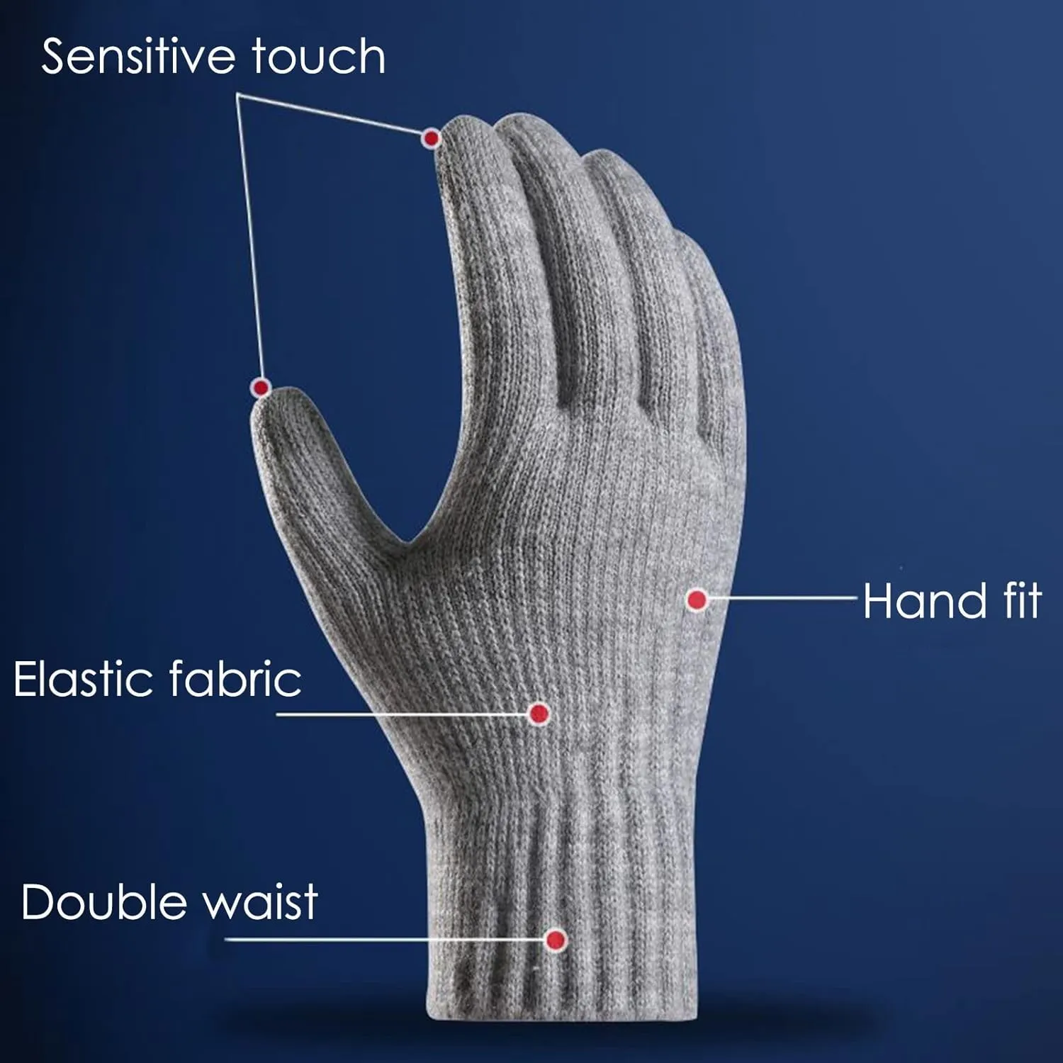 Womens Winter Gloves Warm Touch Screen Gloves Fleece Lined Finger Gloves Fluffy Gloves Elastic Cuff Knit Gloves