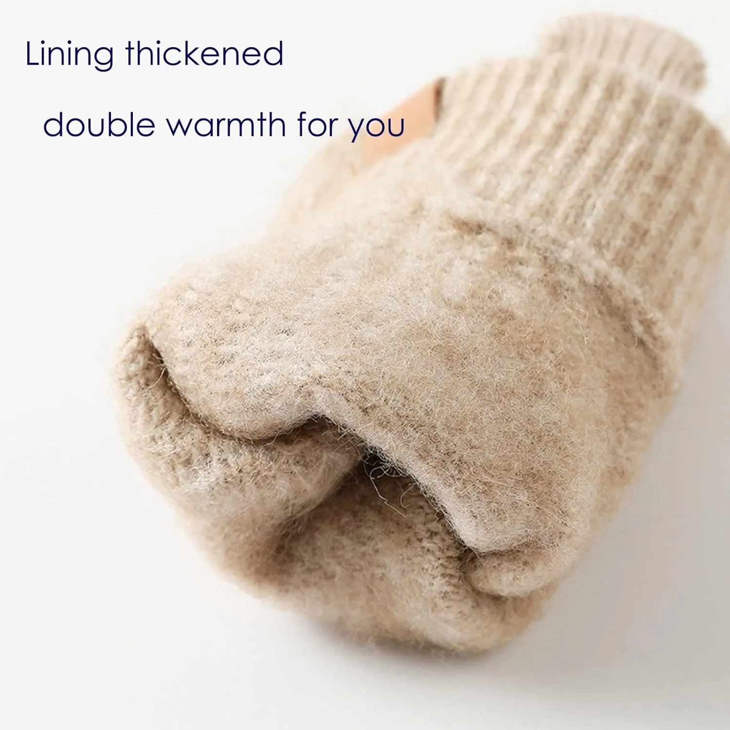 Womens Winter Gloves Warm Touch Screen Gloves Fleece Lined Finger Gloves Fluffy Gloves Elastic Cuff Knit Gloves