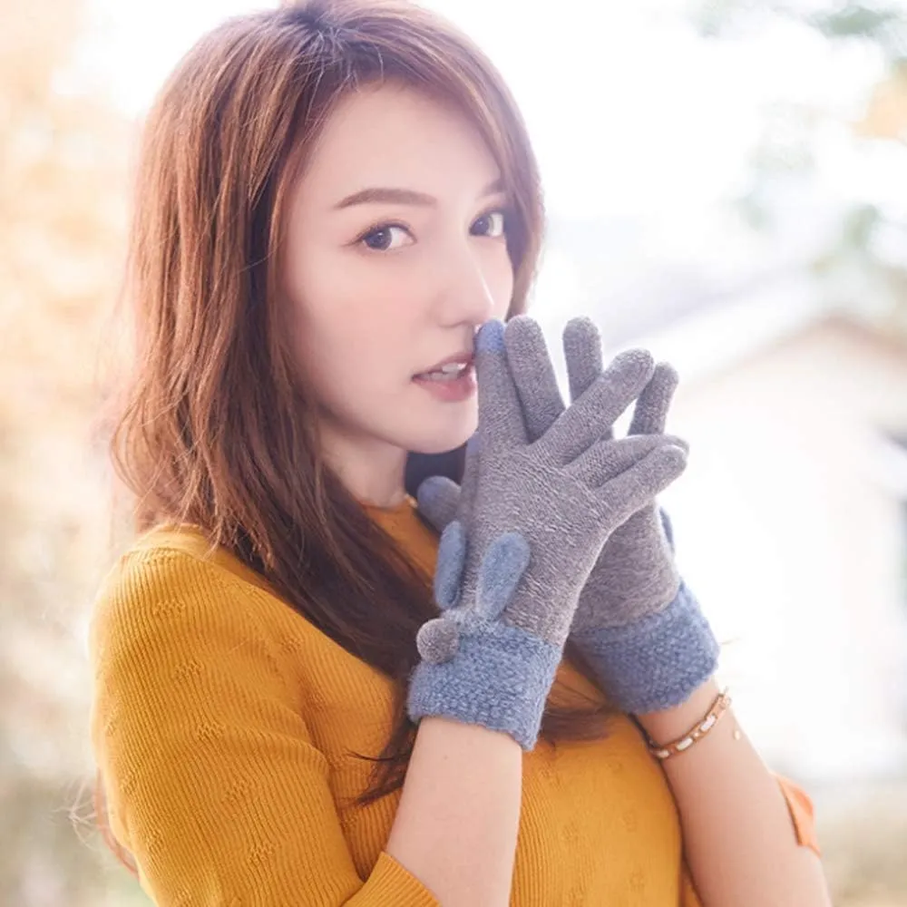 Womens Winter Touchscreen Gloves Knit Warm Lined Thick Windproof Mittens Gloves
