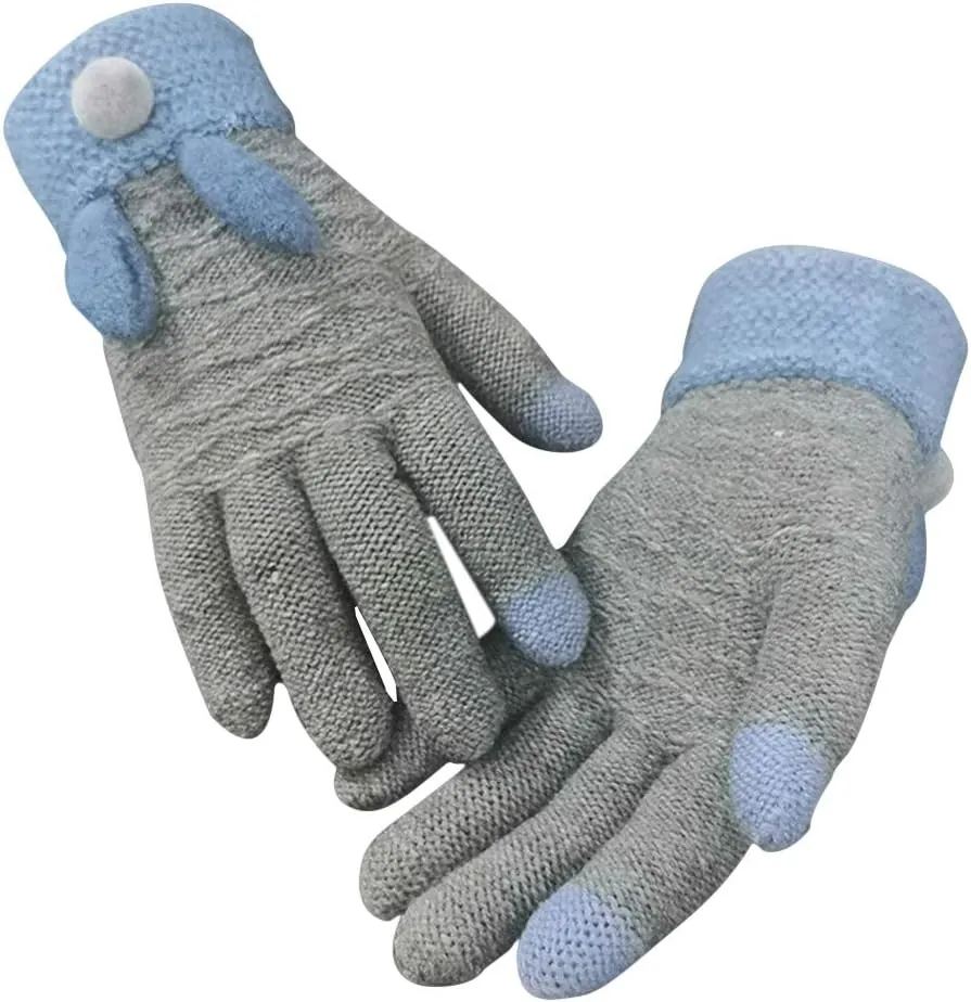 Womens Winter Touchscreen Gloves Knit Warm Lined Thick Windproof Mittens Gloves