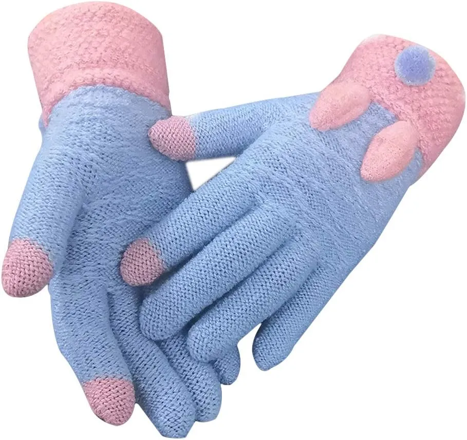 Womens Winter Touchscreen Gloves Knit Warm Lined Thick Windproof Mittens Gloves