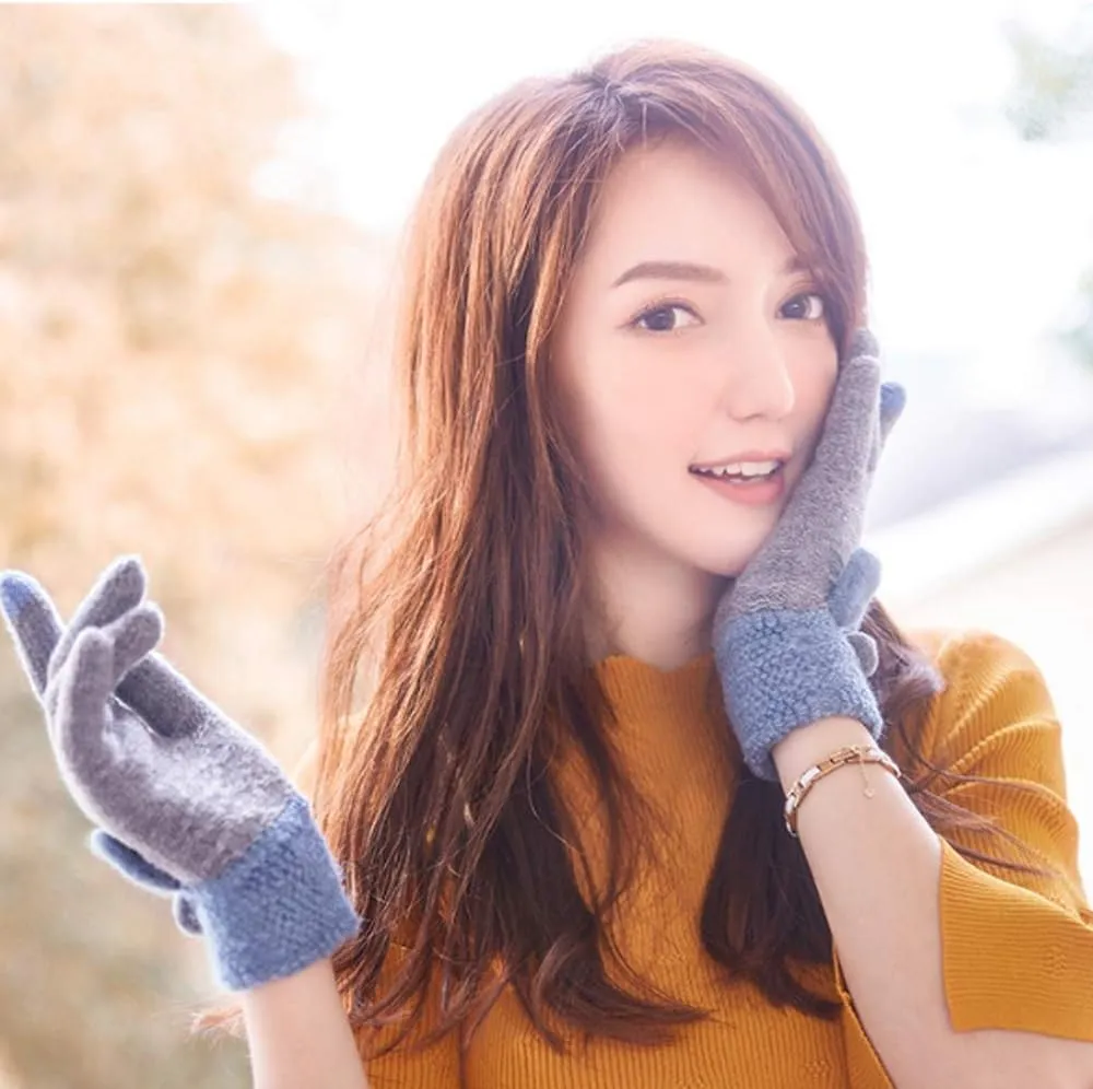 Womens Winter Touchscreen Gloves Knit Warm Lined Thick Windproof Mittens Gloves