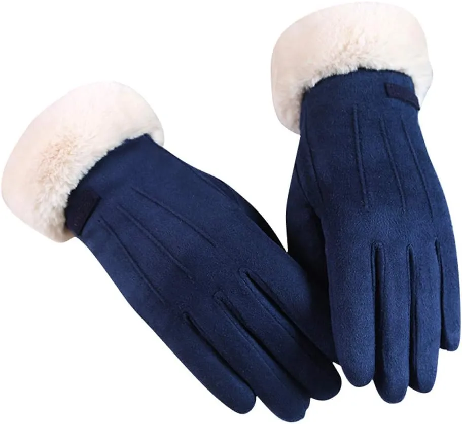 Womens Winter Warm Touch Screen Gloves Thermal Soft Lining Elastic Cuff Texting Plus Velvet Gloves