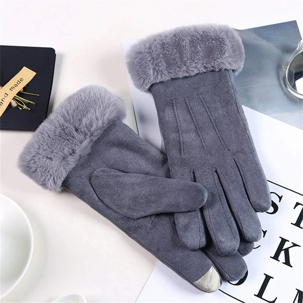 Womens Winter Warm Touch Screen Gloves Thermal Soft Lining Elastic Cuff Texting Plus Velvet Gloves