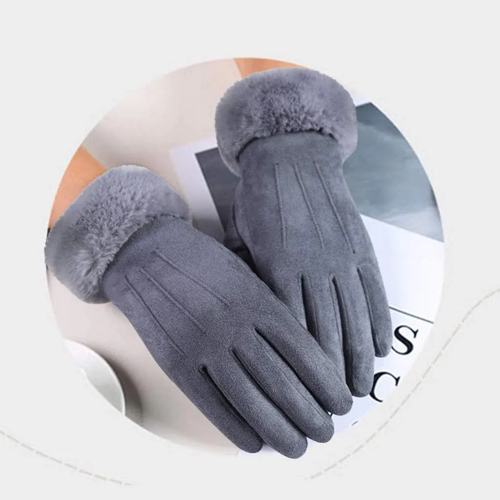 Womens Winter Warm Touch Screen Gloves Thermal Soft Lining Elastic Cuff Texting Plus Velvet Gloves