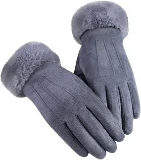 Womens Winter Warm Touch Screen Gloves Thermal Soft Lining Elastic Cuff Texting Plus Velvet Gloves