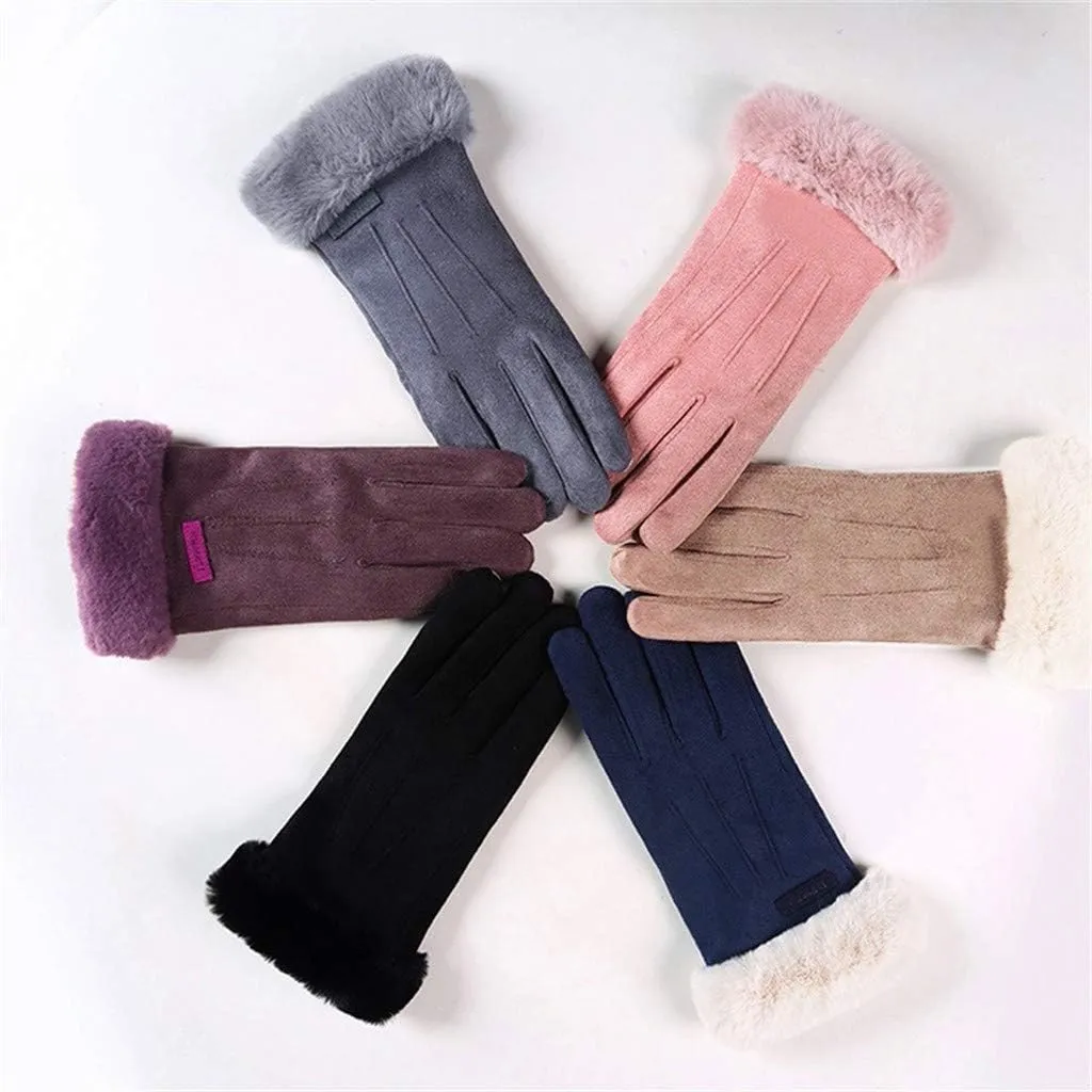 Womens Winter Warm Touch Screen Gloves Thermal Soft Lining Elastic Cuff Texting Plus Velvet Gloves