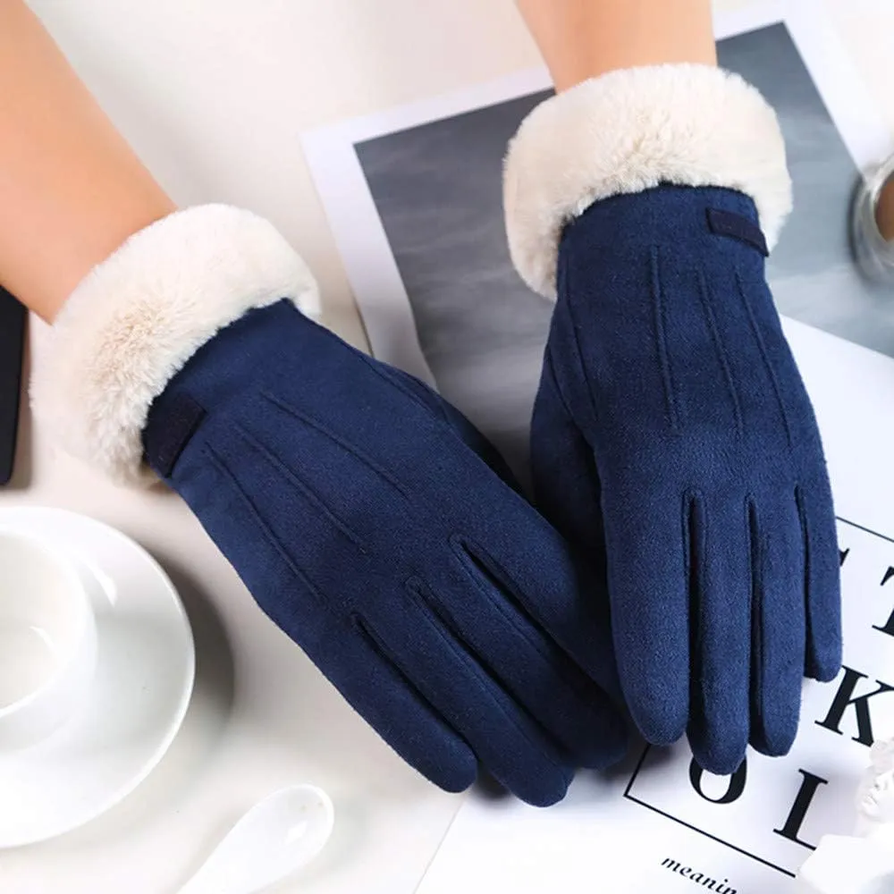 Womens Winter Warm Touch Screen Gloves Thermal Soft Lining Elastic Cuff Texting Plus Velvet Gloves