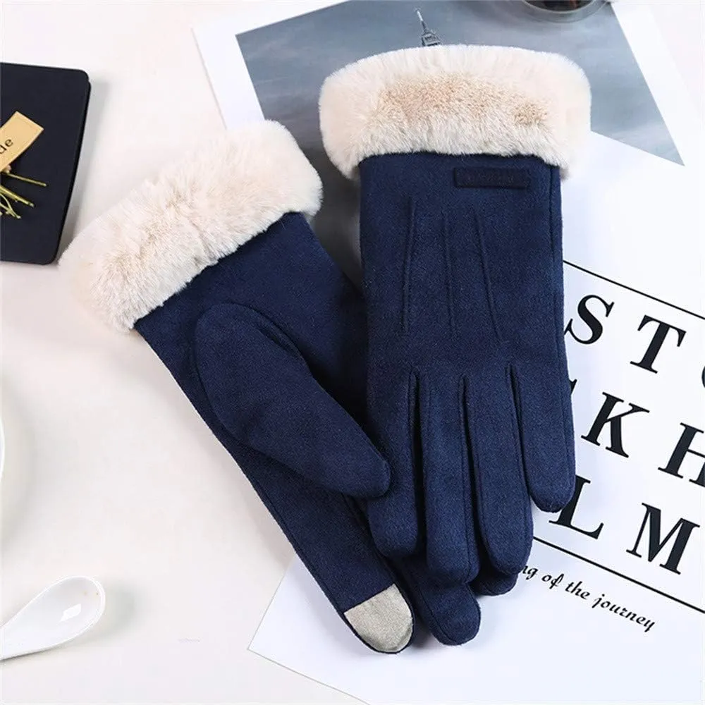 Womens Winter Warm Touch Screen Gloves Thermal Soft Lining Elastic Cuff Texting Plus Velvet Gloves