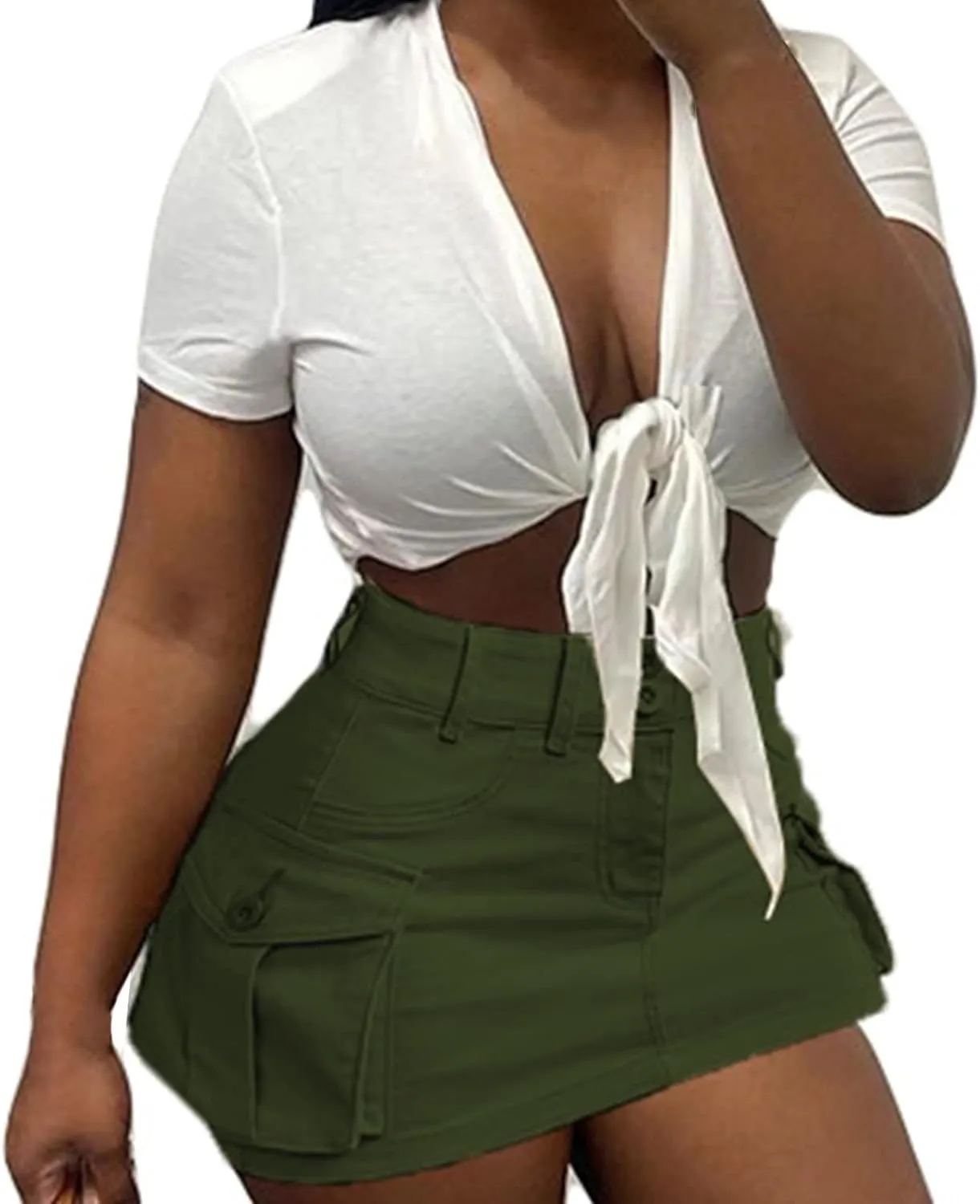 Womens Y2K Long Skirt Womens Cargo Mini Skirts, High Waist Short Jean Skirt Beach A Line Dress Skirts for Women