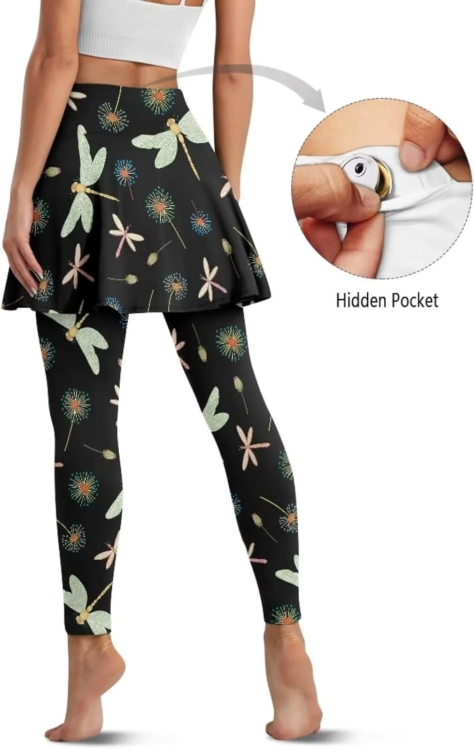 Womens Yoga Leggings with Skirts Tennis Skirt with Capri Leggings High Waisted Skort Leggings Pickleball Pants