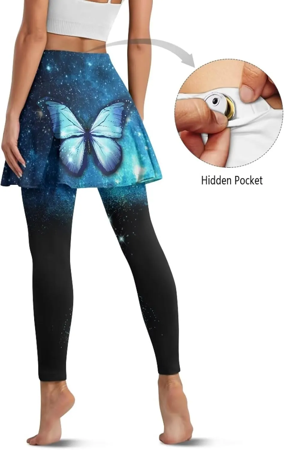 Womens Yoga Leggings with Skirts Tennis Skirt with Capri Leggings High Waisted Skort Leggings Pickleball Pants