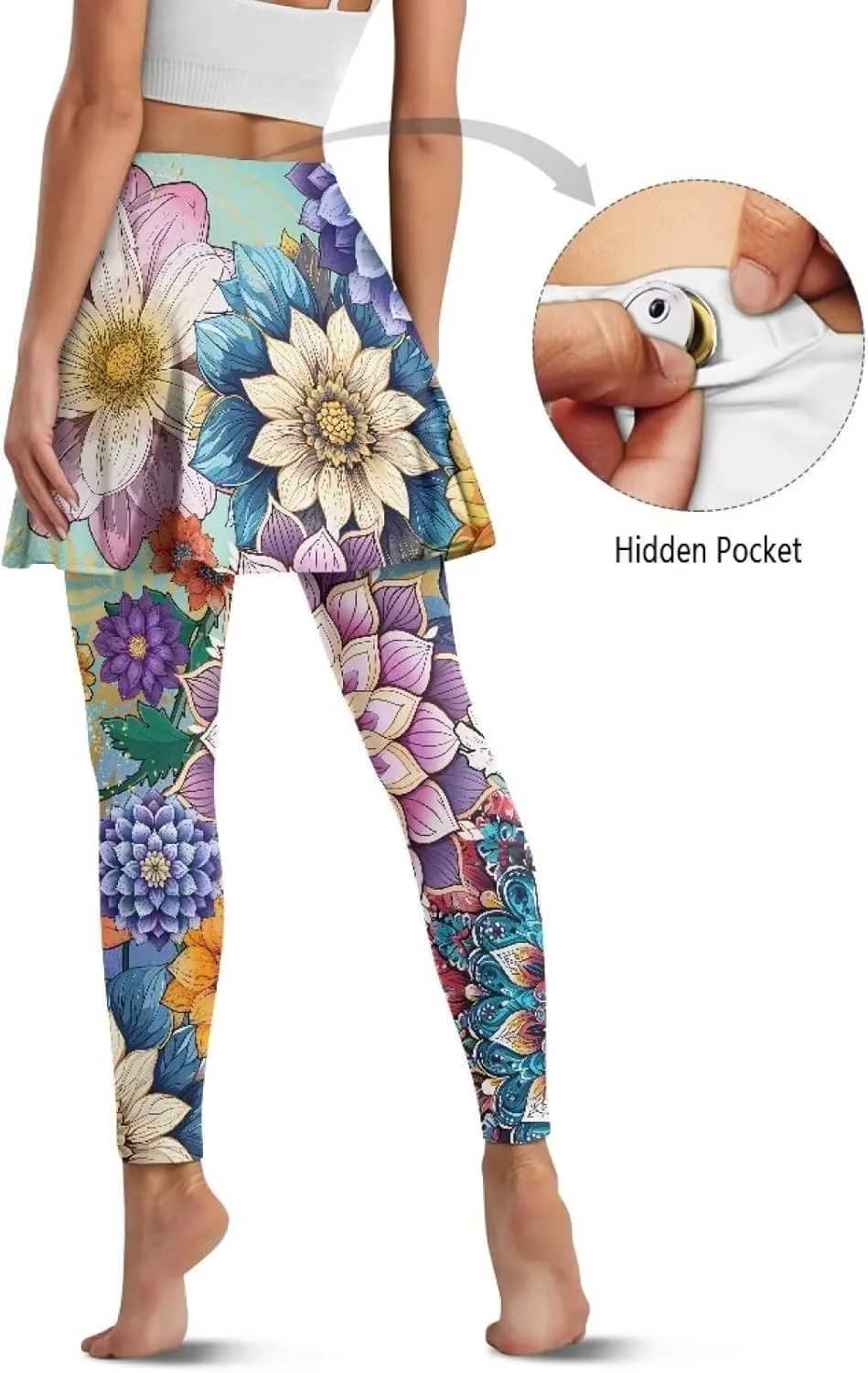 Womens Yoga Leggings with Skirts Tennis Skirt with Capri Leggings High Waisted Skort Leggings Pickleball Pants