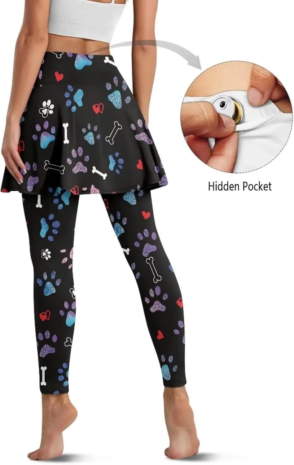 Womens Yoga Leggings with Skirts Tennis Skirt with Capri Leggings High Waisted Skort Leggings Pickleball Pants