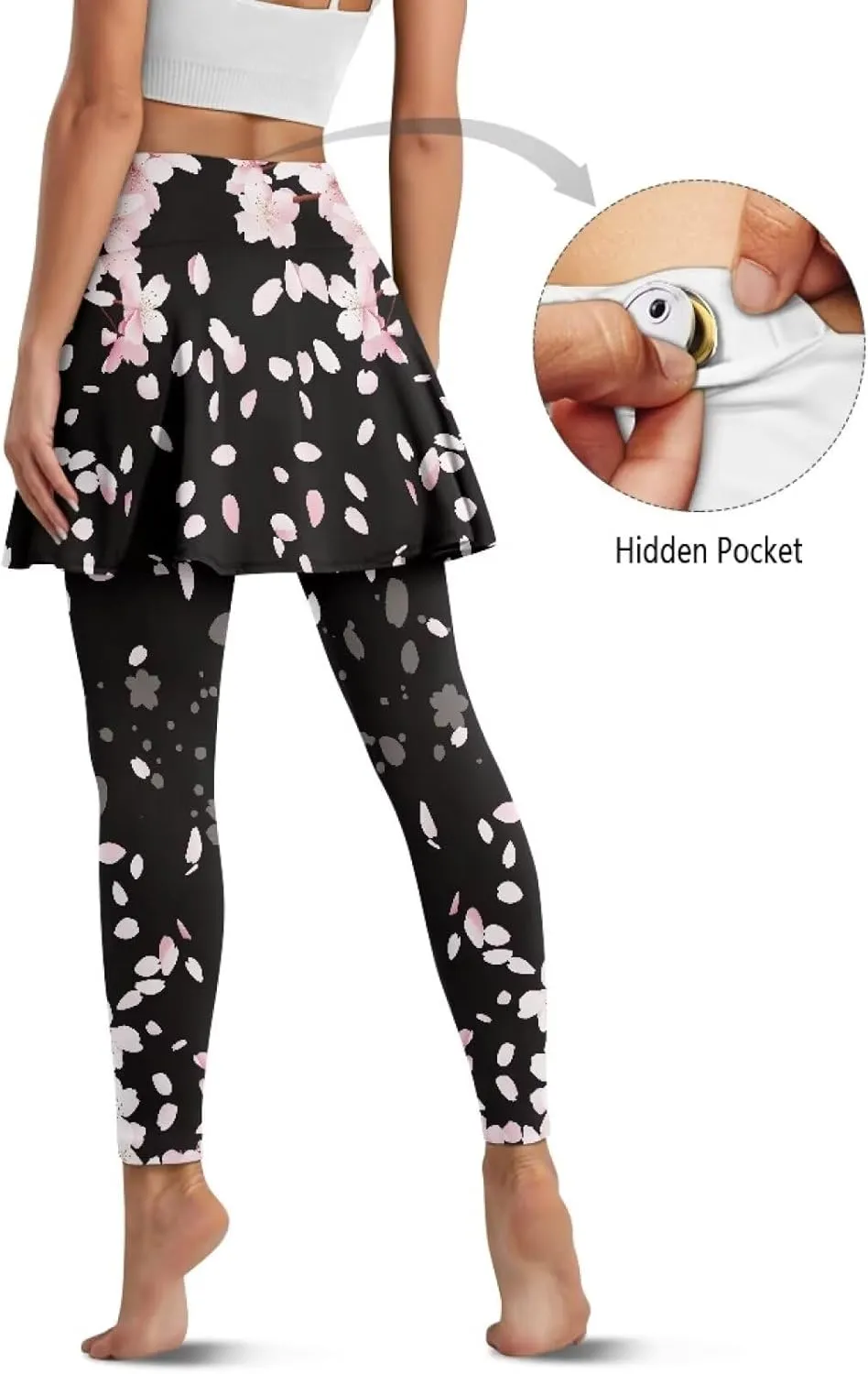 Womens Yoga Leggings with Skirts Tennis Skirt with Capri Leggings High Waisted Skort Leggings Pickleball Pants
