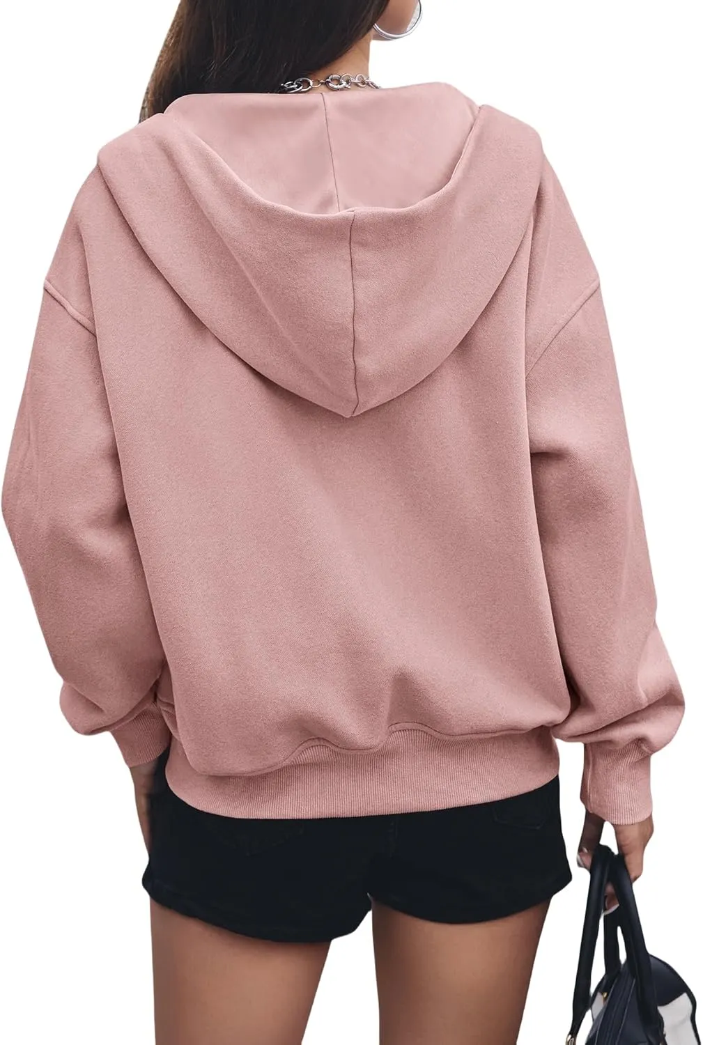 Womens Zip Up Hoodies Jacket Cropped Long Sleeve Hooded Sweatshirt Casual Comfy Coat Winter Clothes 2024