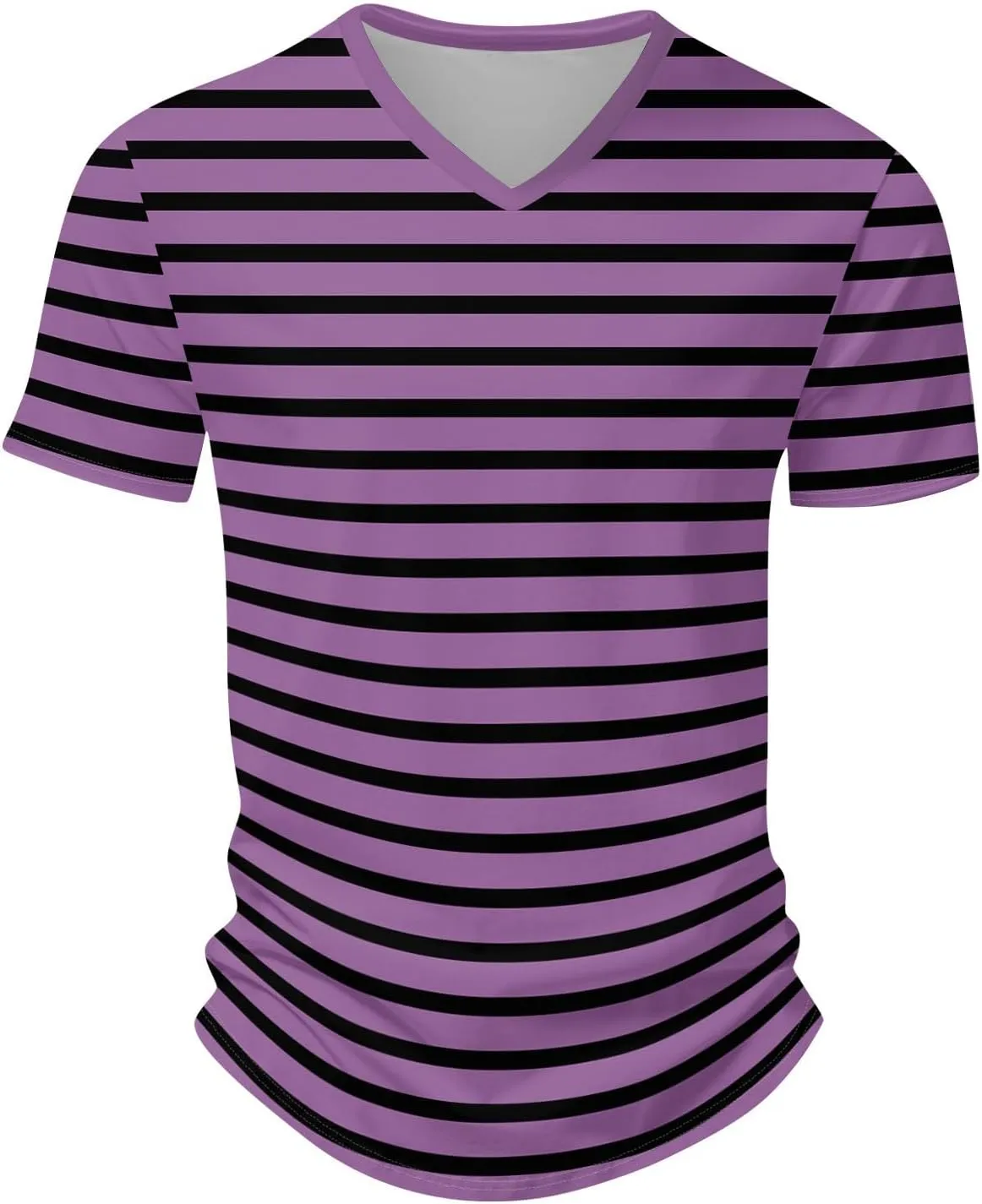 Ymosrh Men's Striped Shirt Short Sleeve V Neck Print T-Shirts Casual Summer Beach Tee Tops Shirts, S-3XL